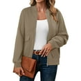 thumbnail image 6 of YYDGH Womens Bomber Jacket Zip Up Casual Lightweight Trendy Outerwear Coat Fall Winter Varsity Jackets with Pockets, 6 of 9