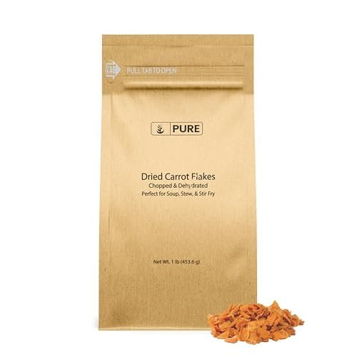 Pure Original Ingredients Dried Carrot Flakes 1 lb Soups & Stews, Diced & Ready To Use.