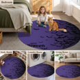 thumbnail image 5 of Halloween Round Area Rug 3.3Ft Washable Circle Rugs for Dining Room Table, Fall Horror Spooky Bats Gradient Black Purple Non-Slip Carpet Floor Mats Indoor Outdoor Carpet Runner Aesthetic Home Decor, 5 of 8