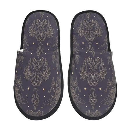 Balery Golden Bumblebee Slient Indoor Furry Fleece Comfort House Shoes Soft Non-Slip Home Shoes Cotton slippers House Slippers-- Large