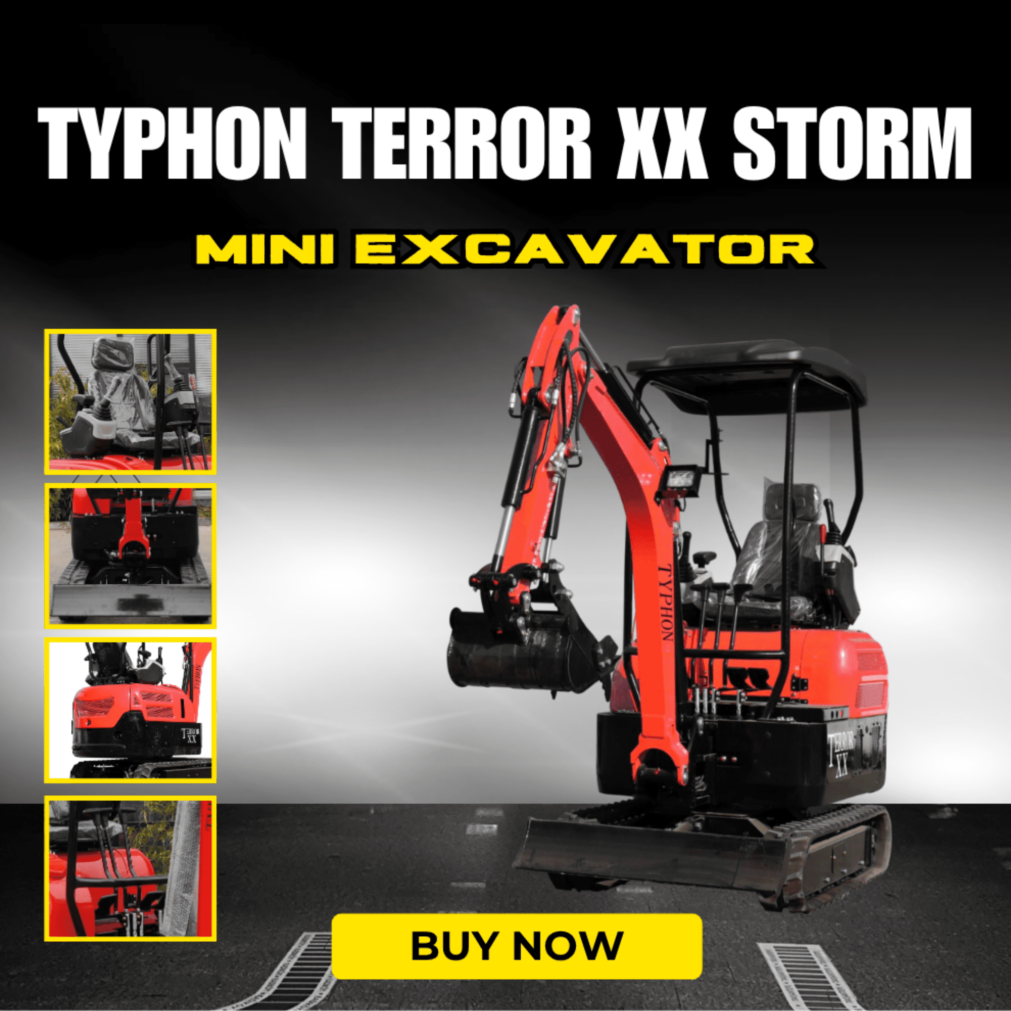 4,000 lb TYPHON Terror XX Mini Excavator Rubber Track with Kubota