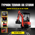 thumbnail image 3 of 4,000 lb TYPHON Terror XX Mini Excavator Rubber Track with Kubota D902 Diesel Engine USA, 3 of 13