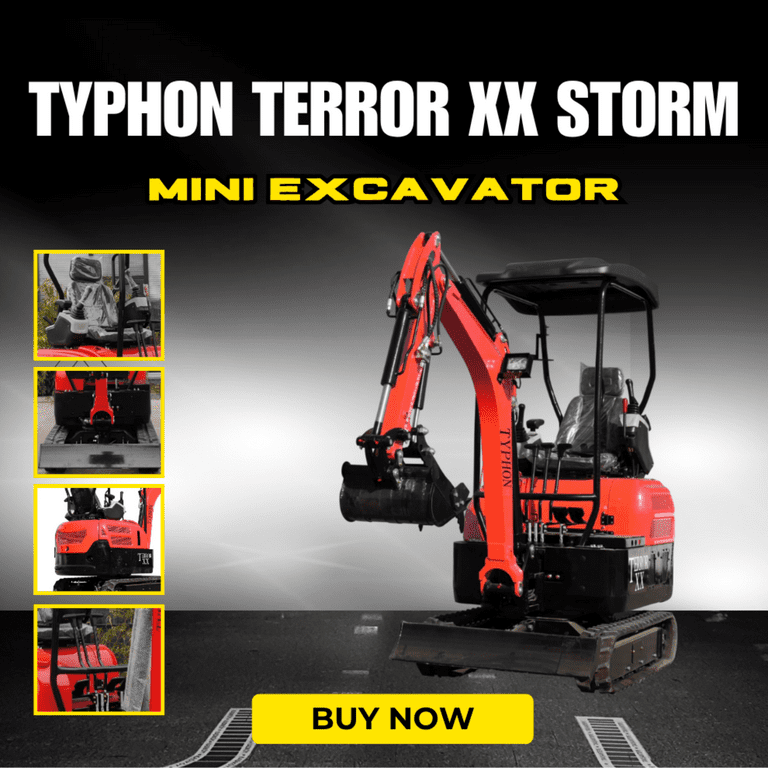 4,000 lb TYPHON Terror XX Mini Excavator Rubber Track with Kubota