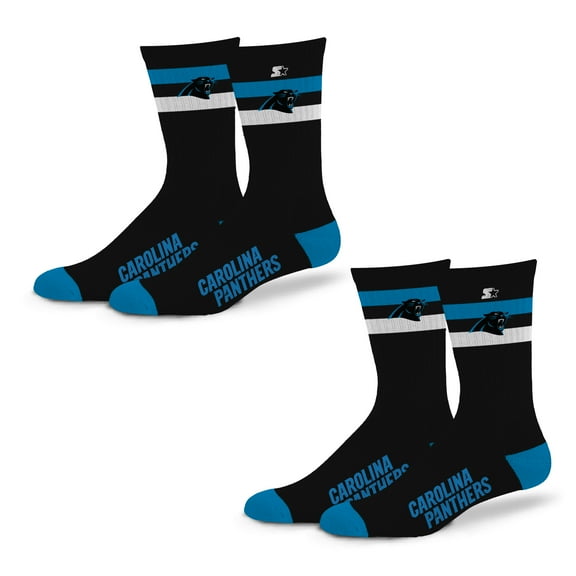 Unisex Starter Carolina Panthers Team Color 2-Stripe 2-Pack Crew Socks Set