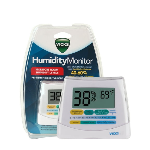 Vicks Health Check Hygrometer Humidity Monitor, 0.25 lb, White, V70