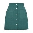 thumbnail image 4 of USSUMA Women'S Skirts Midi Skirt Solid Color High Waist Pleated Zipper Button Pocket Mid-Calf Skirt Leisure Skirt Loose Dress Travel Green Skirt for Women Polyester S, 4 of 6