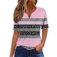 thumbnail image 4 of Olyvenn Womens Tops Dressy Casual Short Sleeve Tshirts Shirts Vintage Workout Button Down Shirts Loose Fit Summer Clothes 2026 Pink S, 4 of 7