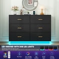 thumbnail image 4 of ChVans 6 Drawer Dressers with 60000-color LED Lights & Power Outlet, 47'' Modern Chest of Drawers for Closet, Wide Drawer Organizer Cabinet for Bedroom, Living Room, Entryway, Hallway, 4 of 11