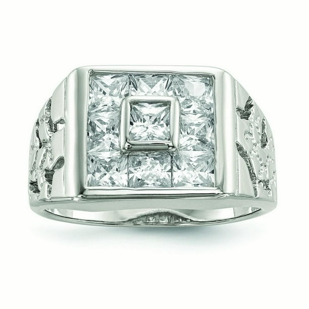 Jewelry Sterling Silver Mens Cubic Zirconia Ring Ring Size 9 to