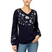 Style&Co Petite Embroidered Tunic Sweater (Industrial Blue, PS)