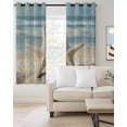 thumbnail image 2 of Blue Beige Coastal Beach Blackout Curtains for Bedroom Living Room Darkening Curtains 84 Inch Length 2 Panels Set Summer Ocean Wave Starfish Window Curtain Window Treatment Grommet Drapes 42"x84", 2 of 9