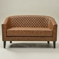 thumbnail image 6 of 50" Faux Leather Small Barrel Love Seat Settee, Diamond Tufted Back Compact Loveseat Sofa with Nailhead Trim, Modern 2-Seater Couch with Solid Wood Legs for Small Spaces, Apartments, Coffee, 6 of 16