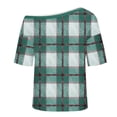 thumbnail image 6 of Ohufall One Shoulder Shirts for Women Print Short Sleeve Pullover Casual Tops Loose Fit Summer Cute Tops, 6 of 6