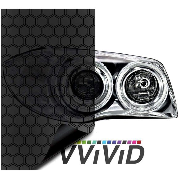 VViViD Hex+ Fumé Foncé Haute Brillance Phare en Vinyle 12 Pouces x 30 Pouces Lot de 2 Feuilles