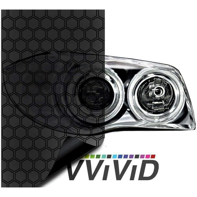 VViViD Hex+ Dark Smoke High Gloss Air-Tint Headlight Vinyl 12 Inch x 30 Inch 2-Sheet Pack