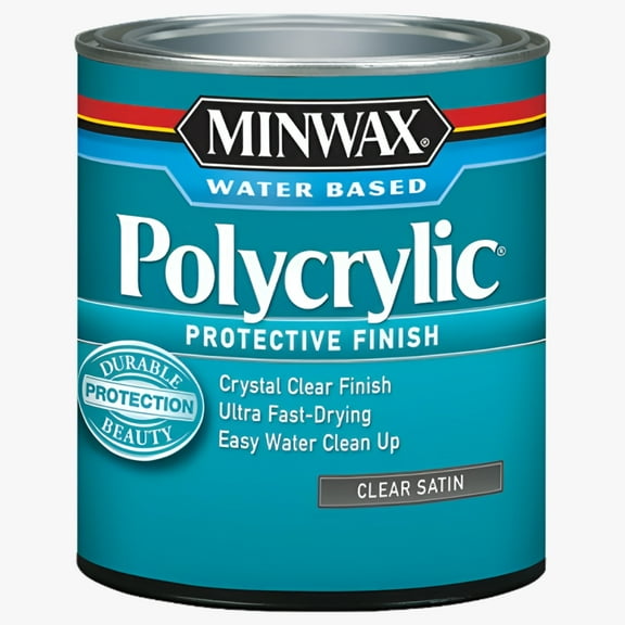 Minwax 63333 Water Based Polycrylic Protective Finish, 1 Qt, Clear Satin, Each