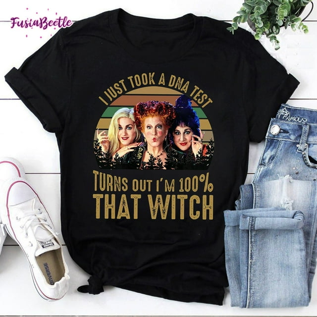 T-Shirt Vintage "Je Viens de Prendre un Test d'ADN", "Tree Witches", H - Noir - 2TG
