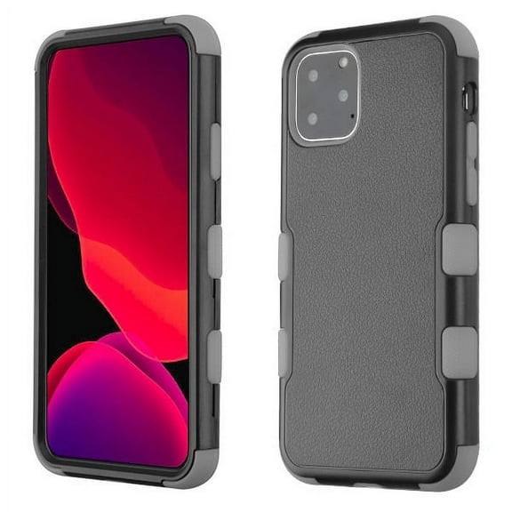 Apple iPhone 11 PRO Phone Case Hybrid Fusion Shockproof Impact Rubber Dual Layer Full Body Rugged Hard Soft TPU Full Body Protective Shock Absorbent Bumper Cover Black Gray for Apple iPhone 11 Pro