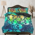 thumbnail image 1 of Ropa de cama de Halloween Colorido Cráneos Funda Nórdica Set Colcha, Dormitorio Ropa de cama con, 1 of 4