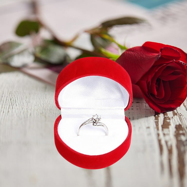 Nsxcdh Heart-Shaped Flocking Ring Box with Flip Lid, Jewelry