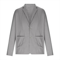 CHEEREAM Mens Casual Cotton Blazer Suit Jacket Two Button Slim Fit Lightweight Business Sport Coats with 2 Pockets Gray L