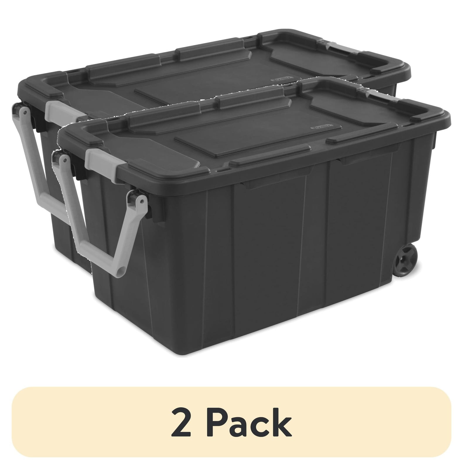 2 pack) Sterilite 40 Gallon Wheeled Industrial Tote, Rugged