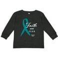 thumbnail image 3 of Inktastic Faith Over Fear Ovarian Cancer Awareness with Teal Ribbon Boys or Girls Long Sleeve Toddler T-Shirt, 3 of 5