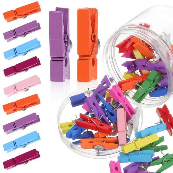 Raindrops 50 Pcs Push Pin Clips Hang Wooden Thumbtack Holder Office 3.50X2.00X0.70CM