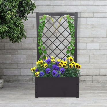 VIVOHOME Pack of 2 Wood Planter Raised Beds with Trellis, 60 Inch ...