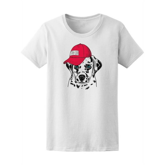 Dalmatian Dog In Baseball Cap T-Shirt Women -Image by Shutterstock, Female Small