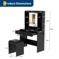thumbnail image 2 of Makeup Vanity with LED Mirror & Stool, USB/Type-C Outlets, 3 Light Modes, and Storage Drawers for Bedroom, 2 of 7