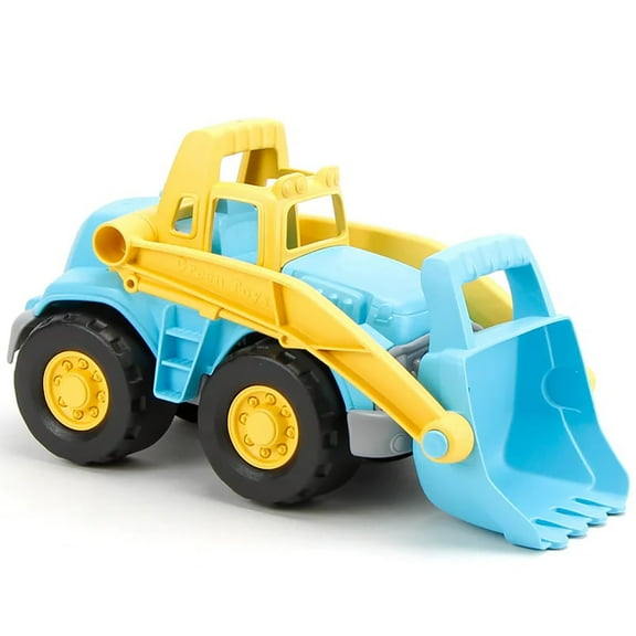 Green Toys: Loader Truck - Blue & Yellow, Scoop & Dump Toy Construction Vehicle, Rotating Arm, Indoor-Outdoor Play, Recycled Plastic, Toddlers-Kids 1 