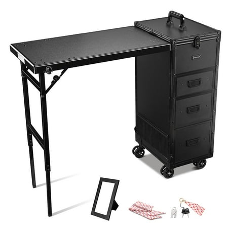 Byootique Nail Desk Mobile Station Rolling Makeup Manicure Table Nail Artist