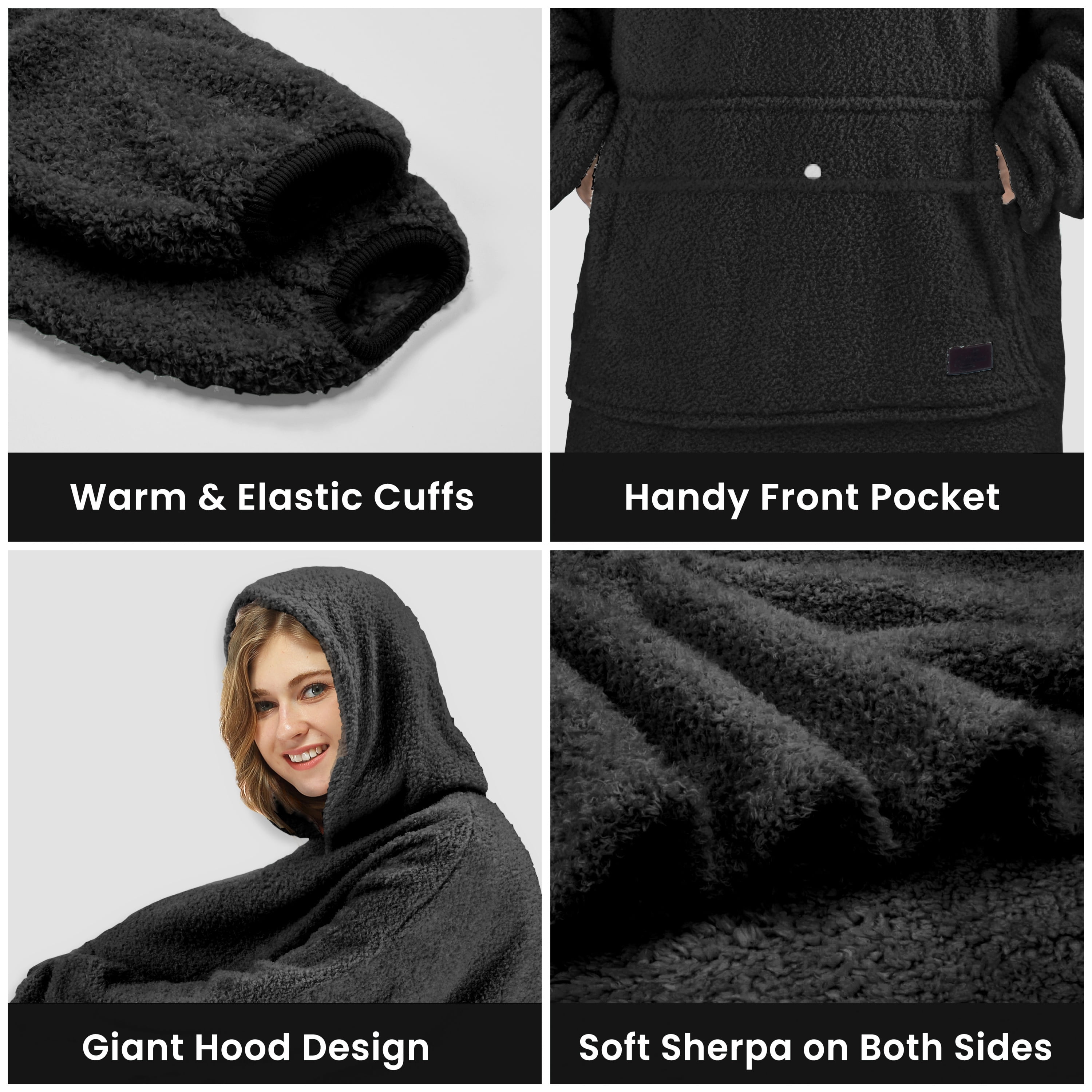 Tirrinia Oversized Wearable Blanket Hoodie, Fleece Home Blanket Sweatshirt, Warm Blanket with Sleeves, Gift for lover