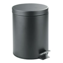 mDesign Small 1.3 Gallon Round Metal Step Trash Can, Liner/Handle - Dark Gray