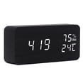 thumbnail image 4 of Reloj despertador inteligente con control de voz, reloj de madera con luz LED silenciosa, reloj de madera, regalo artesanal, carga USB, 4 of 5