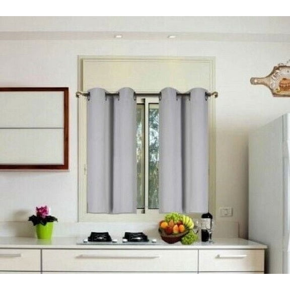 (K54)White Stone 1 Panel Grommets Window Curtain Blackout Unlined Size 28" Wide X 54" Length