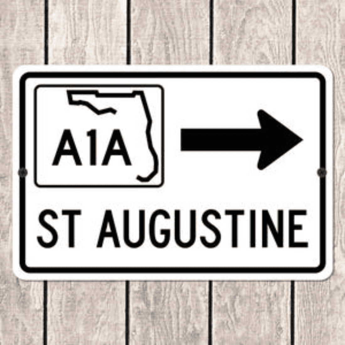 St Augustine Florida A1A Highway Metal Road Sign Souvenir Wall Decor