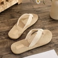 thumbnail image 5 of Women's Braided Strap Flat Flip Flops Open Toe Casual Summer Footwear Beige 37, 5 of 9