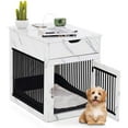 thumbnail image 1 of Costway 2-In-1 Furniture Dog Crate with Drawer Wired & Wireless Charging Side End Table White, 1 of 10