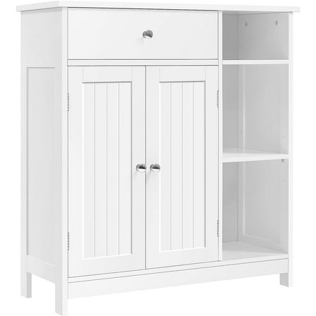 BOBOKY Bathroom Floor Cabinet, Kitchen Freestanding Storage Organizer, Large Side Cabinet with Doors, Drawer & Adjustable Shelves for Living Room, Entryway, 12" D x 29.5" W x 31.5" H, White
