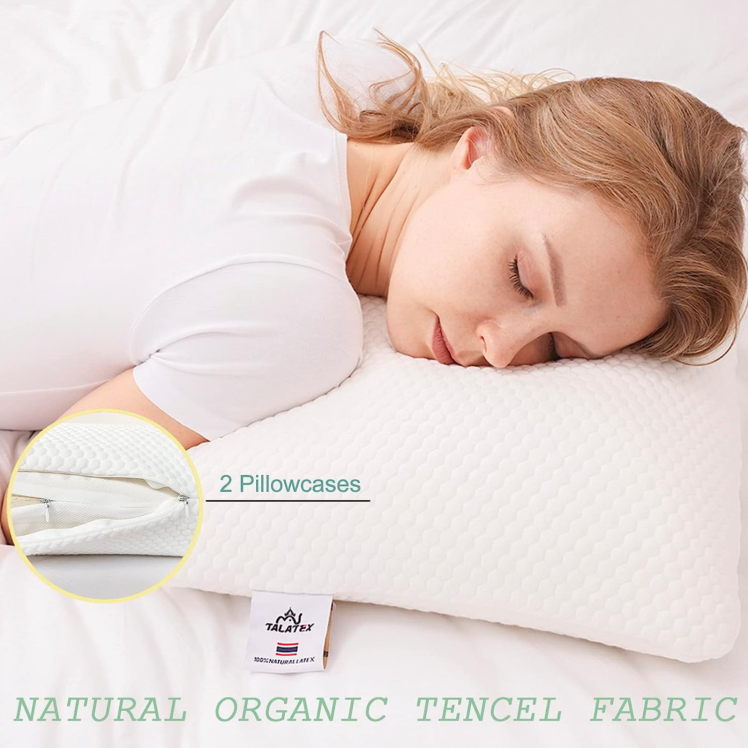 TalatexHome Talalay 100 Natural Premium Latex Pillow Helps Relieve Pressure No Memory Foam Chemicals Perfect Package Best Gift with Removable Tencel Cover King Pack of 1 Soft Walmart