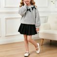 thumbnail image 3 of Mnyotv Spring Fall Clothes for Girls Long Sleeve Bow Tops and Skirts 2Pcs Sets Back to School Outfits Size 6Y, 3 of 6