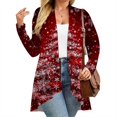 thumbnail image 6 of Women's Fall and Winter Fashion Casual Print Long Sleeve Mid-Length Cardigan Jacket, Christmas Theme for Holiday Season,Deep Red,4XL, 6 of 6