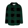 thumbnail image 7 of Wensltd Women's Quilted Fleece Jacket Lapel Collar Long Sleeve Spring Fall Plaid Coat Button Up, 7 of 7