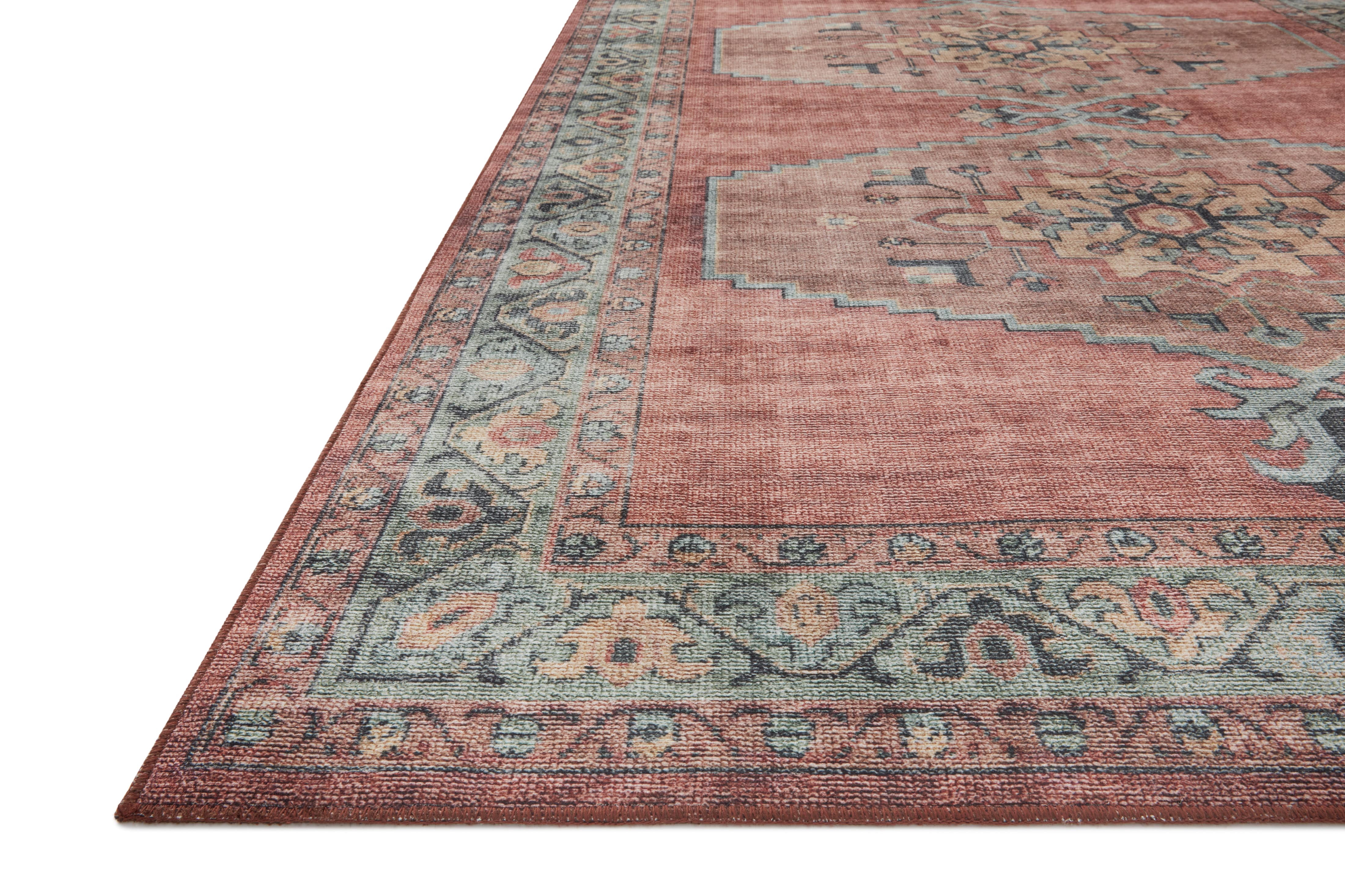 Loloi Heidi Collection HEI-05 Spice / Aqua, Area Rug 2'-6" x 9'-6"