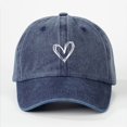 thumbnail image 2 of Bibifish Womens Vintage Baseball Cap White Line Heart Print Cap Adjustable Strap Casual Daily Outdoor Retro Style Sun Protection Baseball Cap, 2 of 3