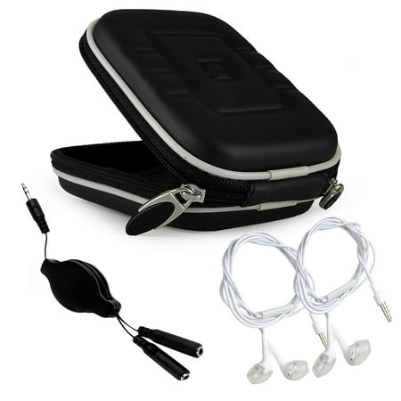 2 Pack Earbuds Set with Retractable Headphone Splitter Bundle and Zippered Travel