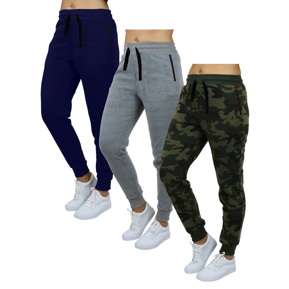 Galaxy by Harvic - 3-Pack Women's Fleece Loose-Fit Jogger Sweatpants (S ...