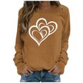 thumbnail image 2 of Fartey Chandail en Molleton de la Saint-Valentin pour Femmes en Liquidation Mode Mignon Imprimé Cœur Col Rond Chandail Décontracté Ample Manches Longues Chandails en Molleton de la Saint-Valentin 2025 Marron, 2 of 4
